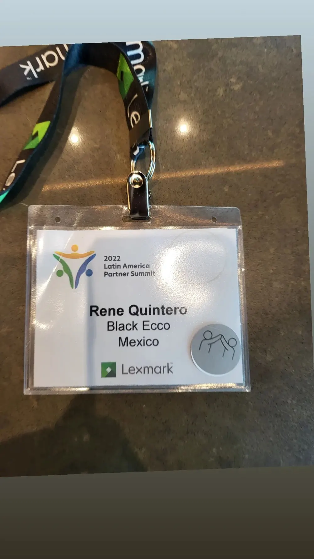 Credencial de René Quintero en el Latin America Partner Summit de Lexmark
